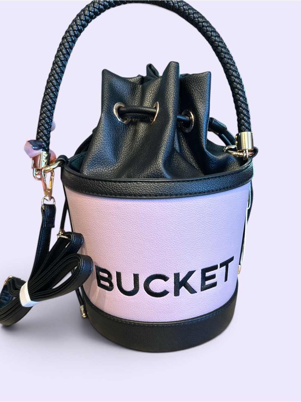 BUCKET Mini  Lavender & Black Mini Bucket Bag with Braided Handle